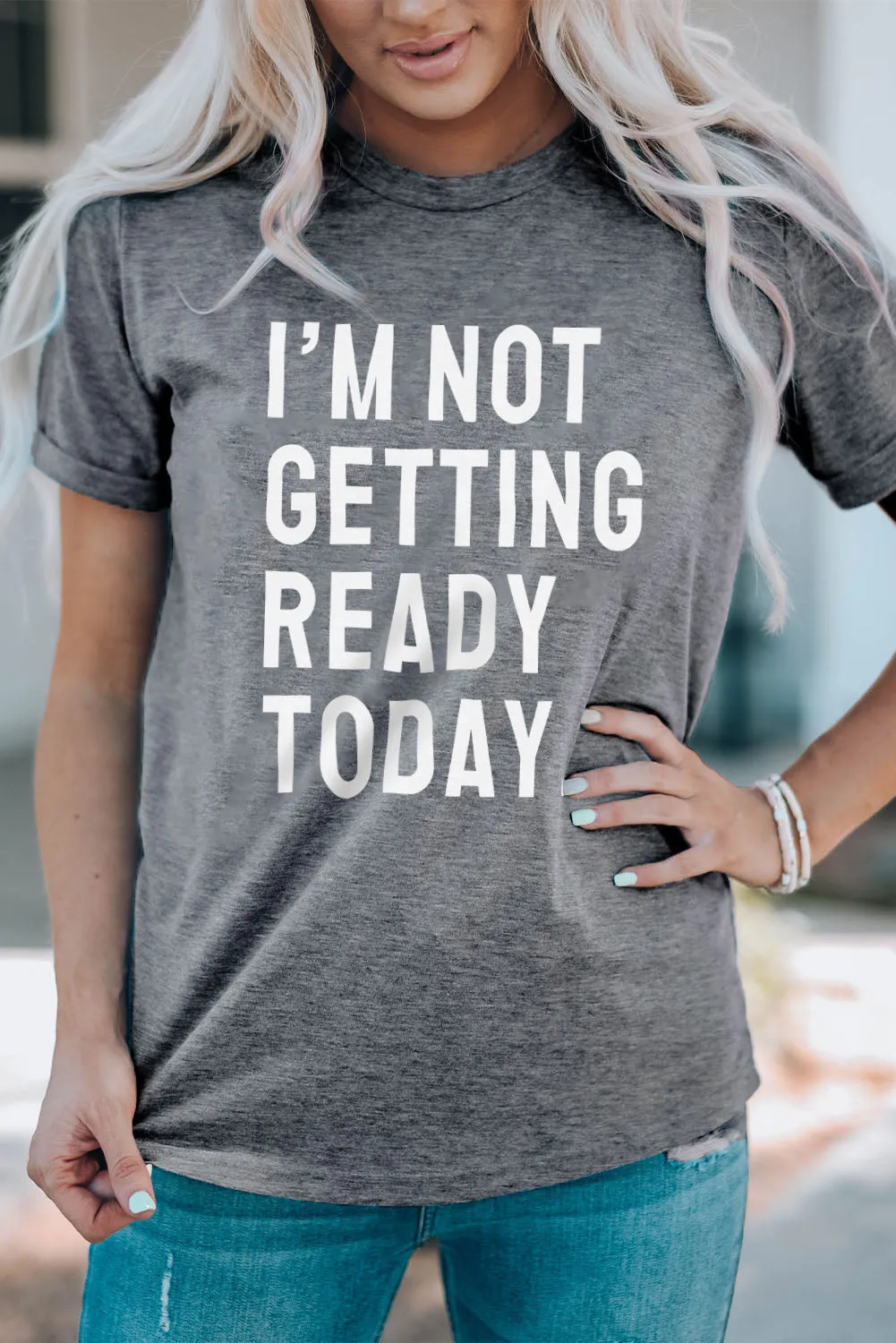 Slogan Letter Print Crew Neck Graphic T Shirt