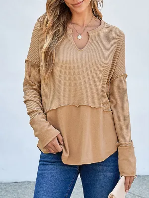 Solid V-Neck Combo Tee