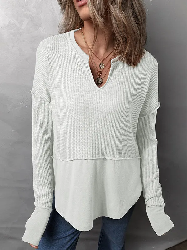 Solid V-Neck Combo Tee