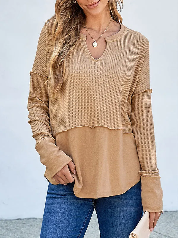 Solid V-Neck Combo Tee