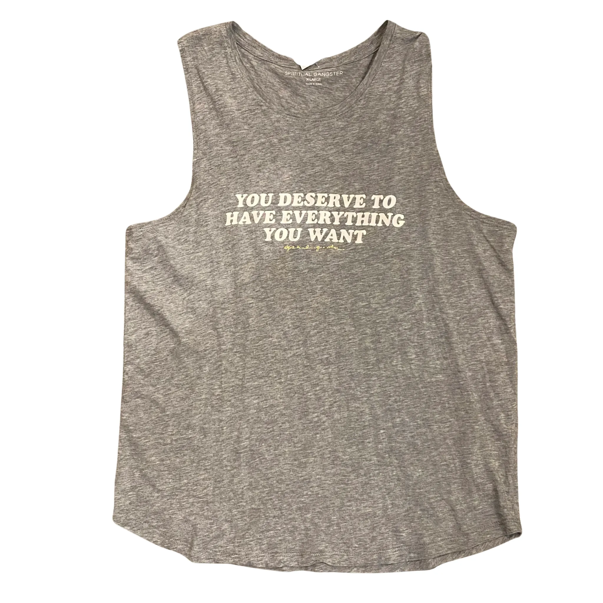 SPIRITUAL GANGSTER Muscle Tank Gray “You Deserve” Size XL