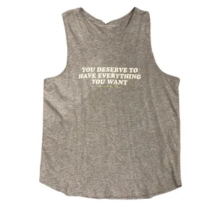 SPIRITUAL GANGSTER Muscle Tank Gray “You Deserve” Size XL