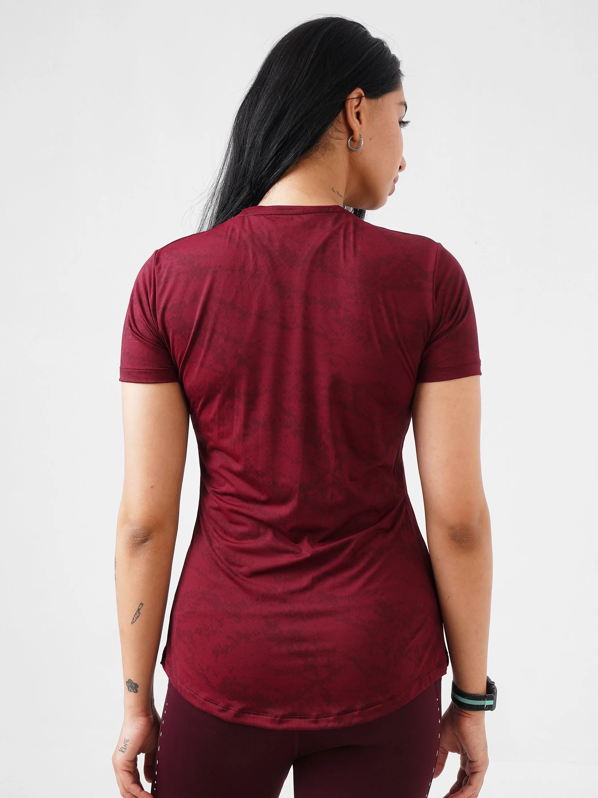 Splash Cropped Active Pair in Maroon