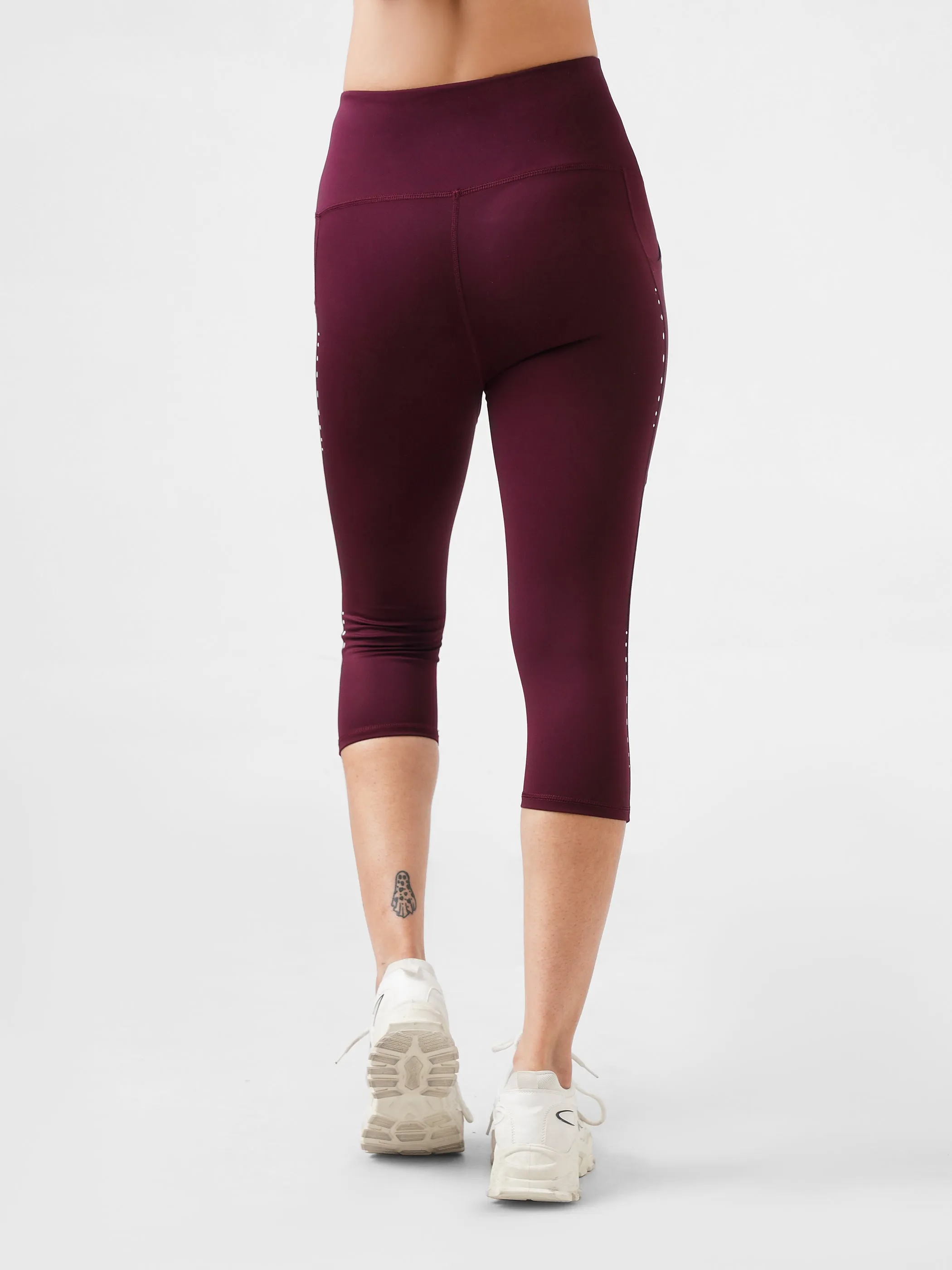Splash Cropped Active Pair in Maroon