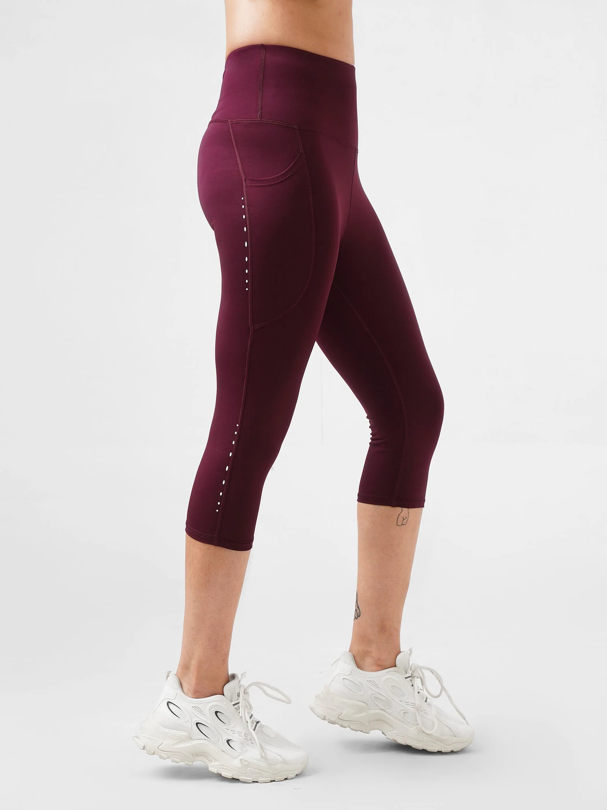 Splash Cropped Active Pair in Maroon