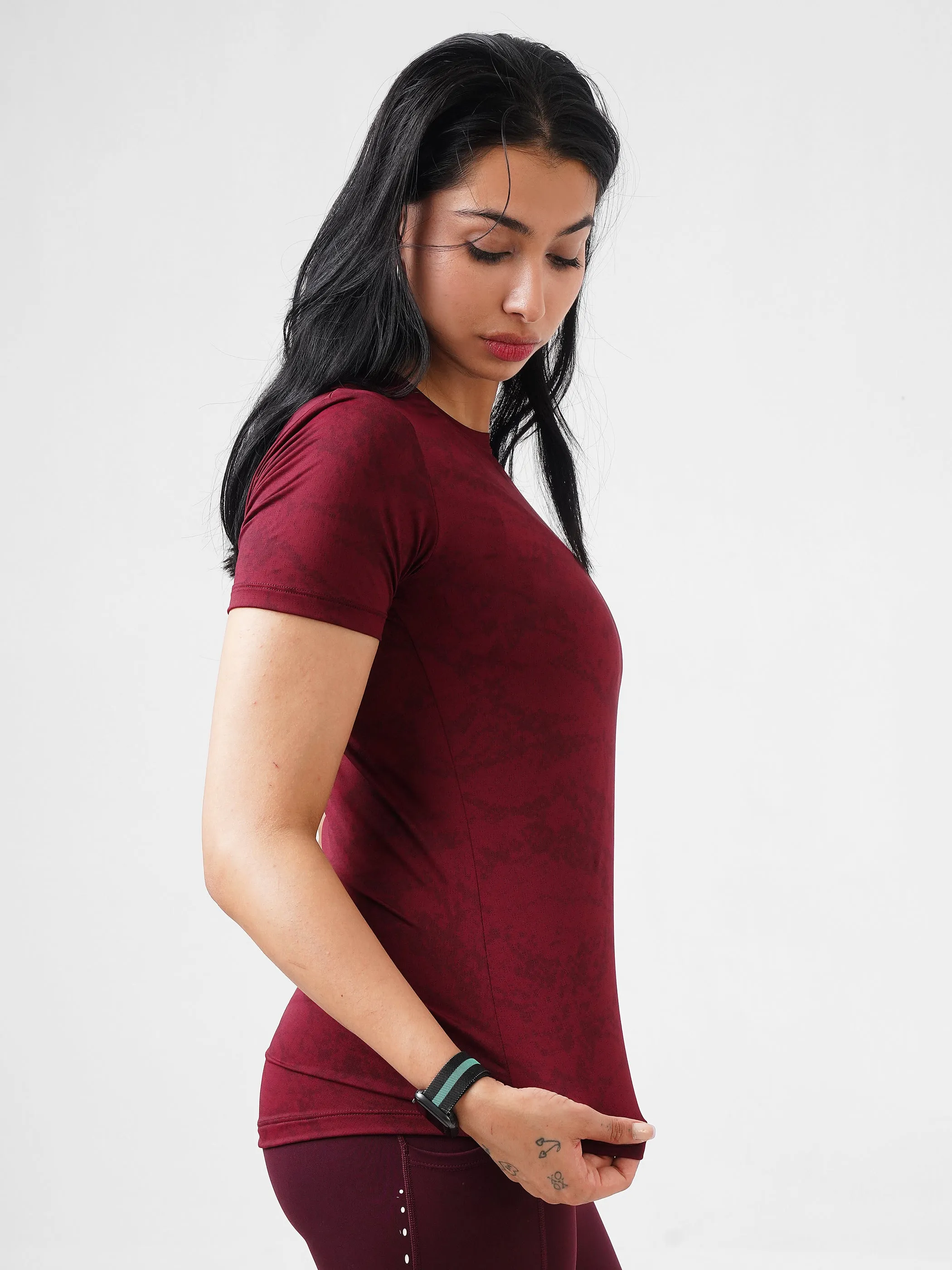 Splash Cropped Active Pair in Maroon