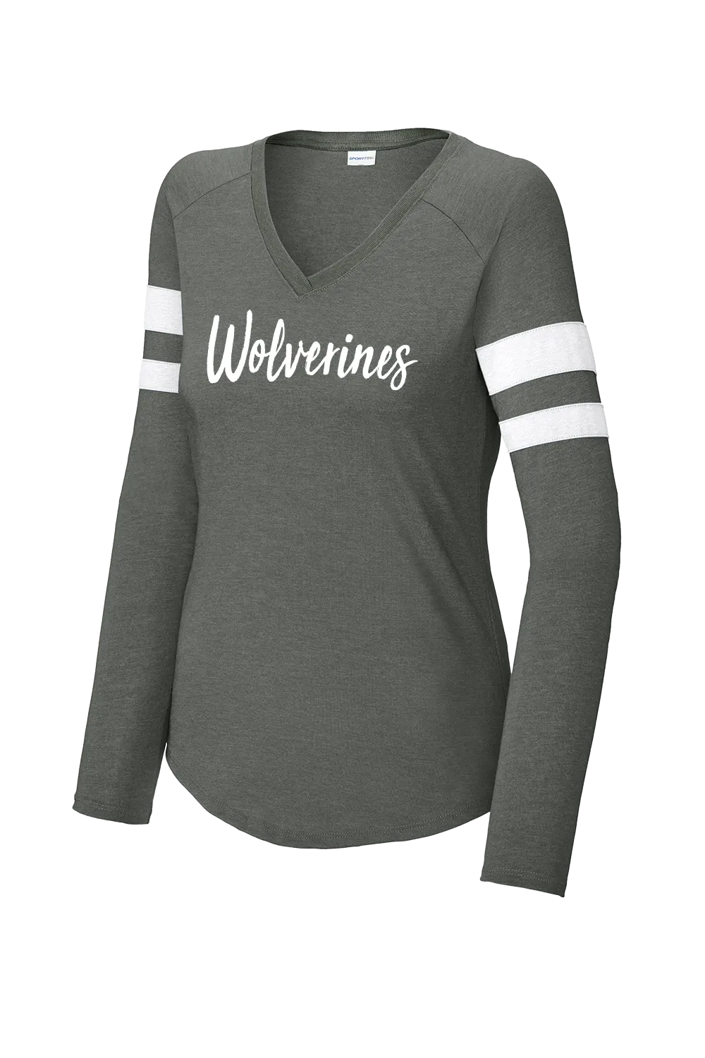 Sport-Tek® Women's Halftime Stripe Long Sleeve V-Neck Tee LST6043