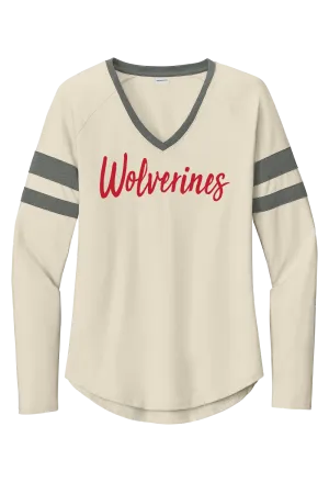 Sport-Tek® Women's Halftime Stripe Long Sleeve V-Neck Tee LST6043