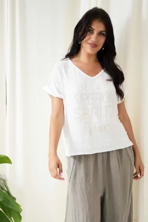 Spritz Embellished Top | White