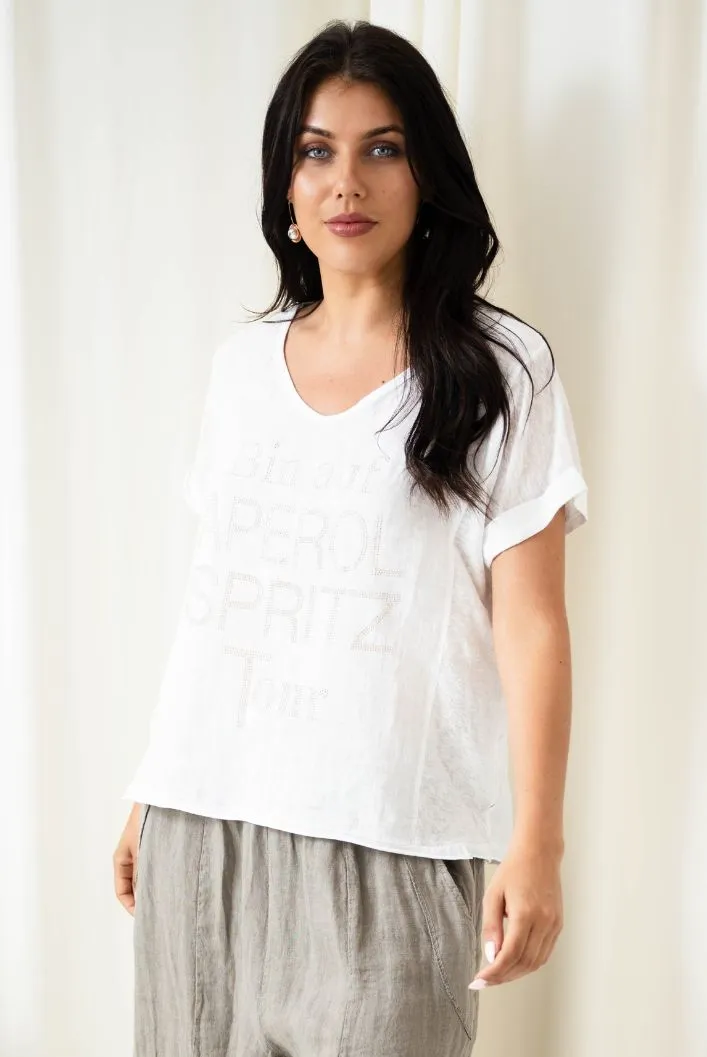 Spritz Embellished Top | White