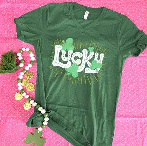 ST. PATTY 2024: Lucky & Shamrocks (VNECK)