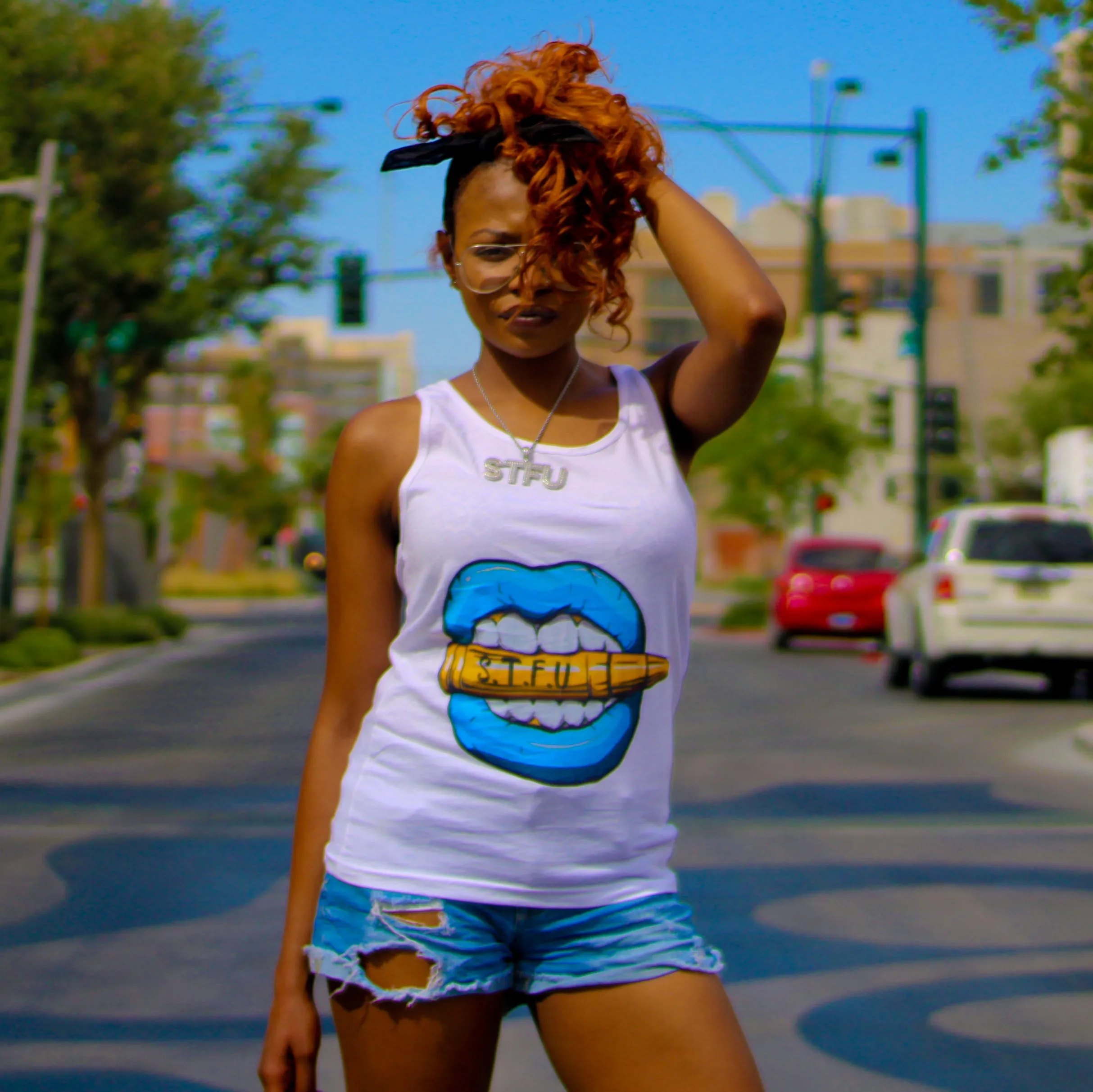 STFU Ice Blue Logo Unisex Tank Top
