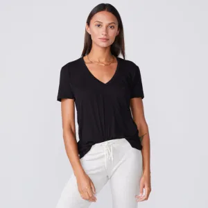 SUPER FINE JERSEY FITTED V NECK TEE