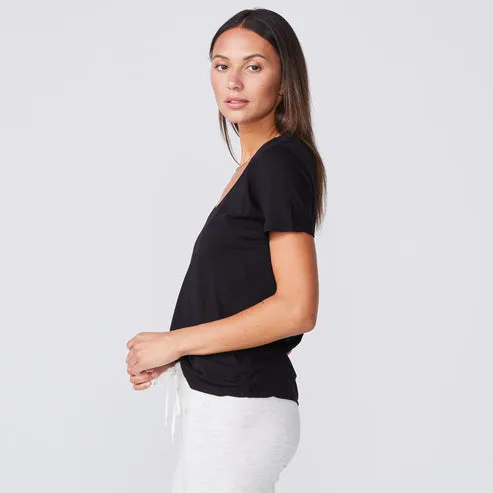 SUPER FINE JERSEY FITTED V NECK TEE
