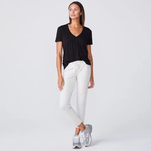 SUPER FINE JERSEY FITTED V NECK TEE