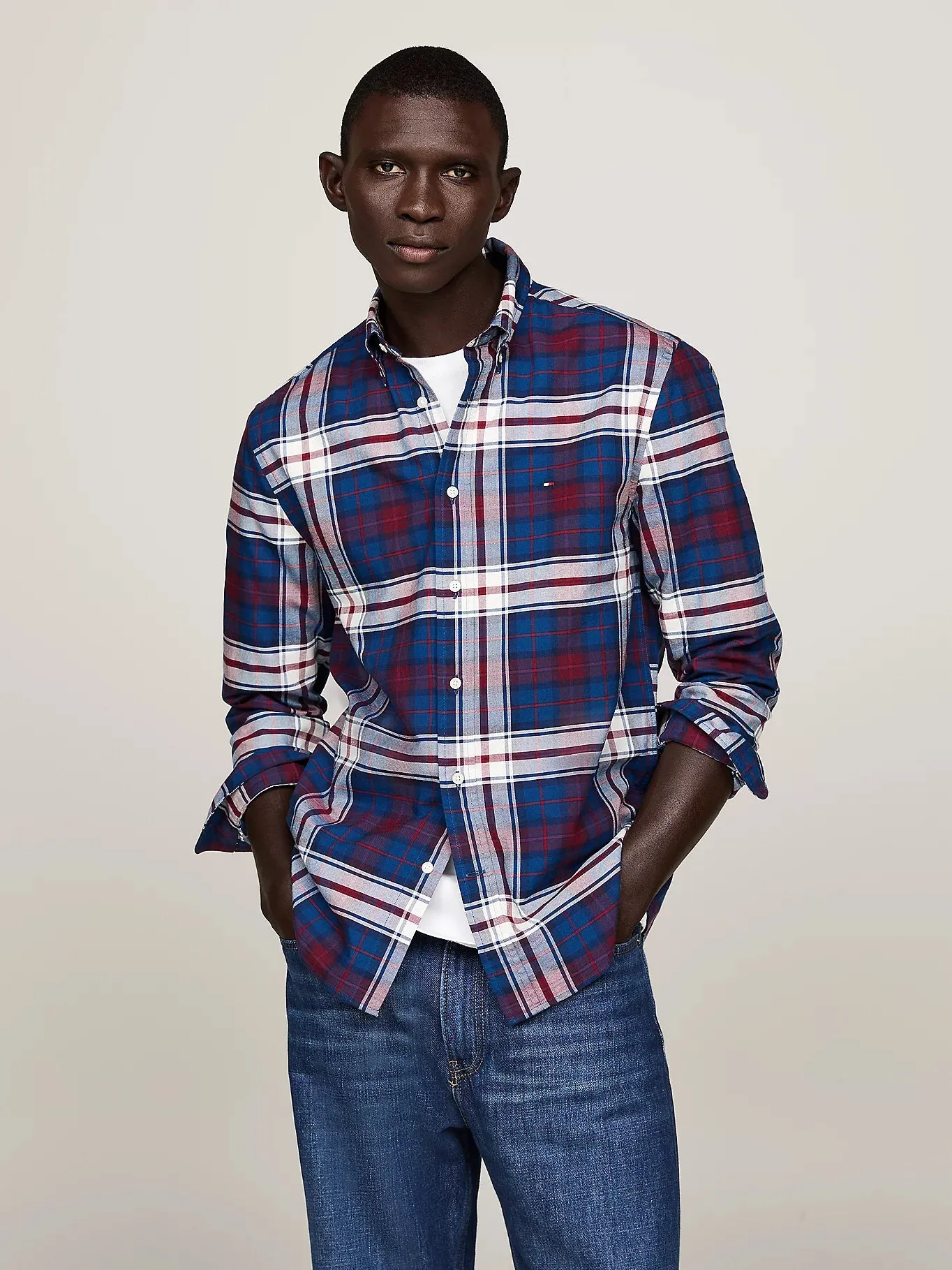 Tartan Oxford Shirt in Indigo