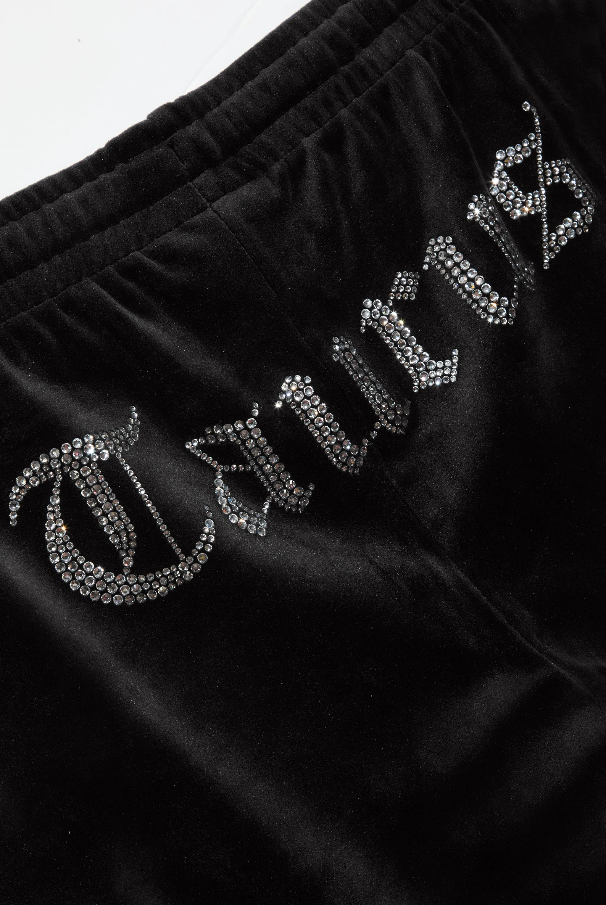 TAURUS' BLACK VELOUR DIAMANTÉ TRACKSUIT BOTTOM