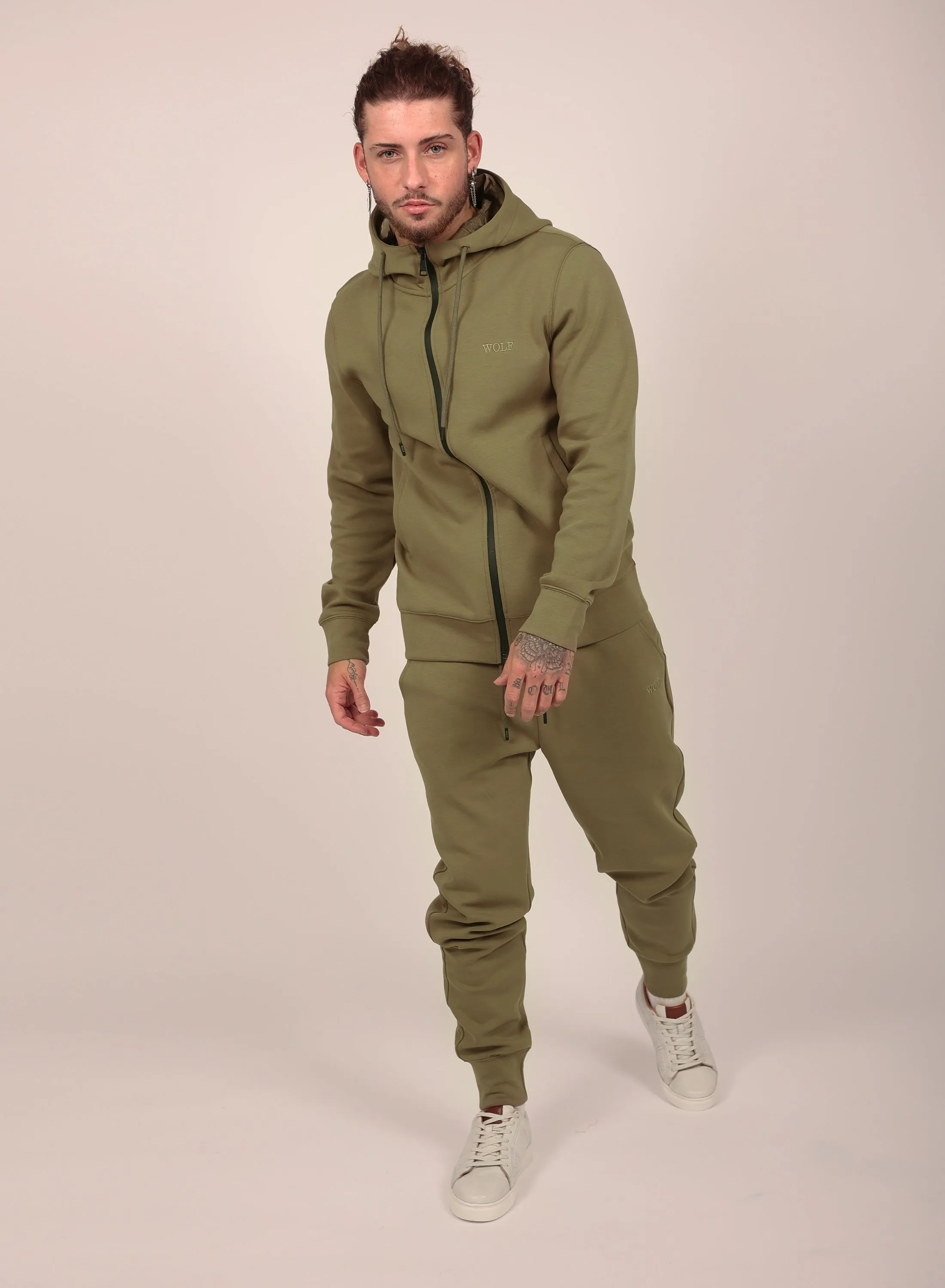 Tech Performance Tracksuit Set in Olive