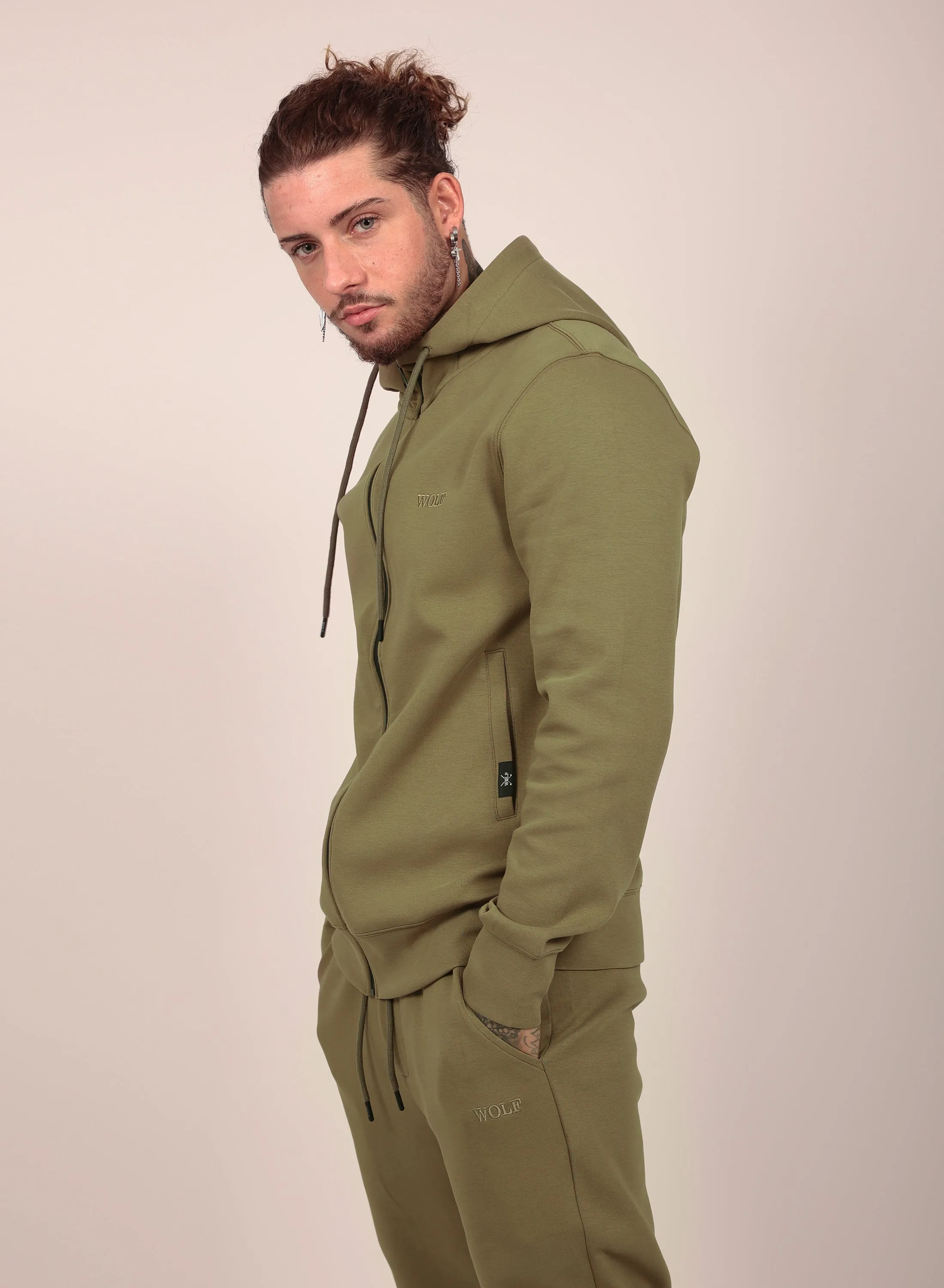 Tech Performance Tracksuit Set in Olive