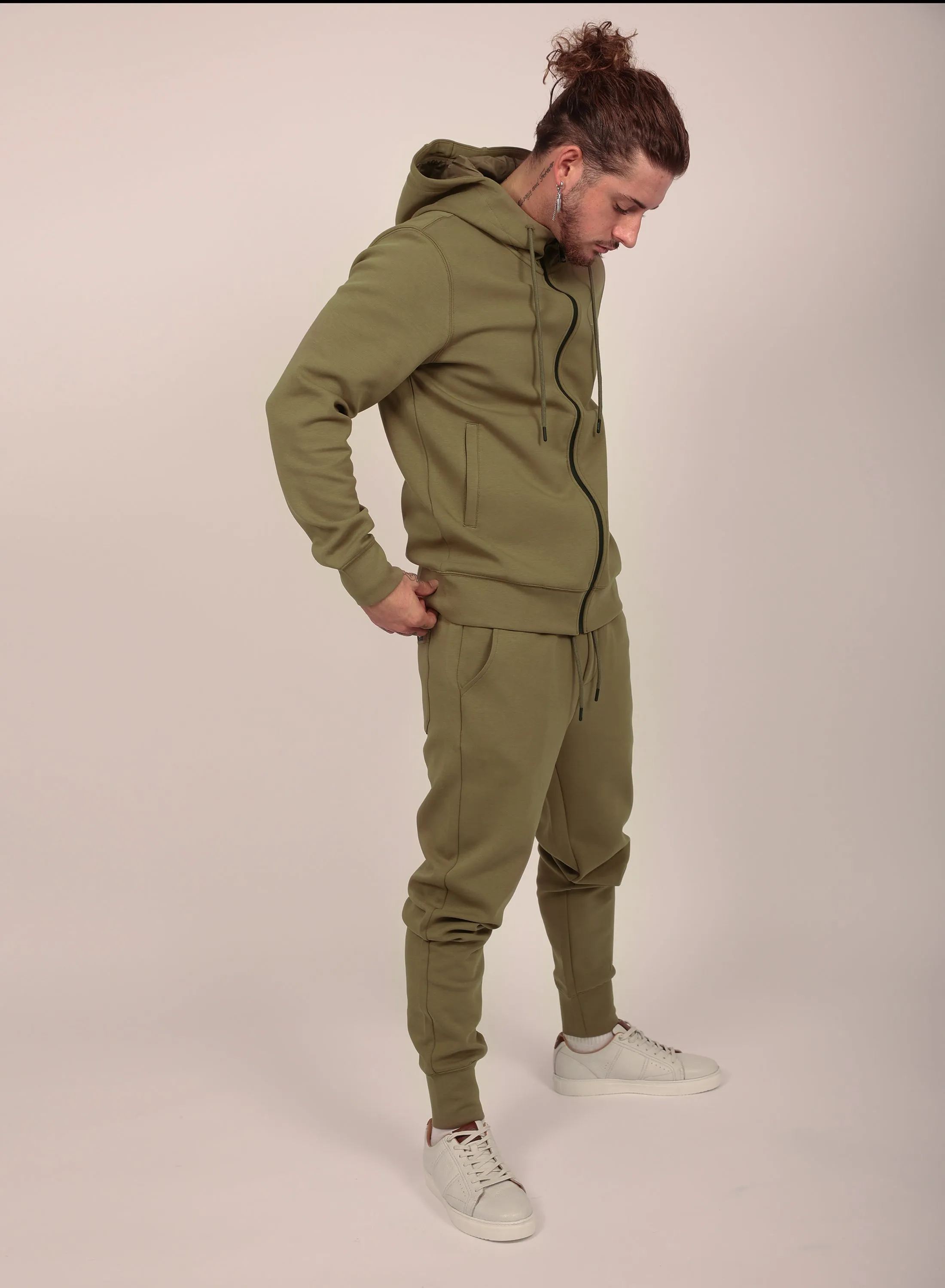 Tech Performance Tracksuit Set in Olive