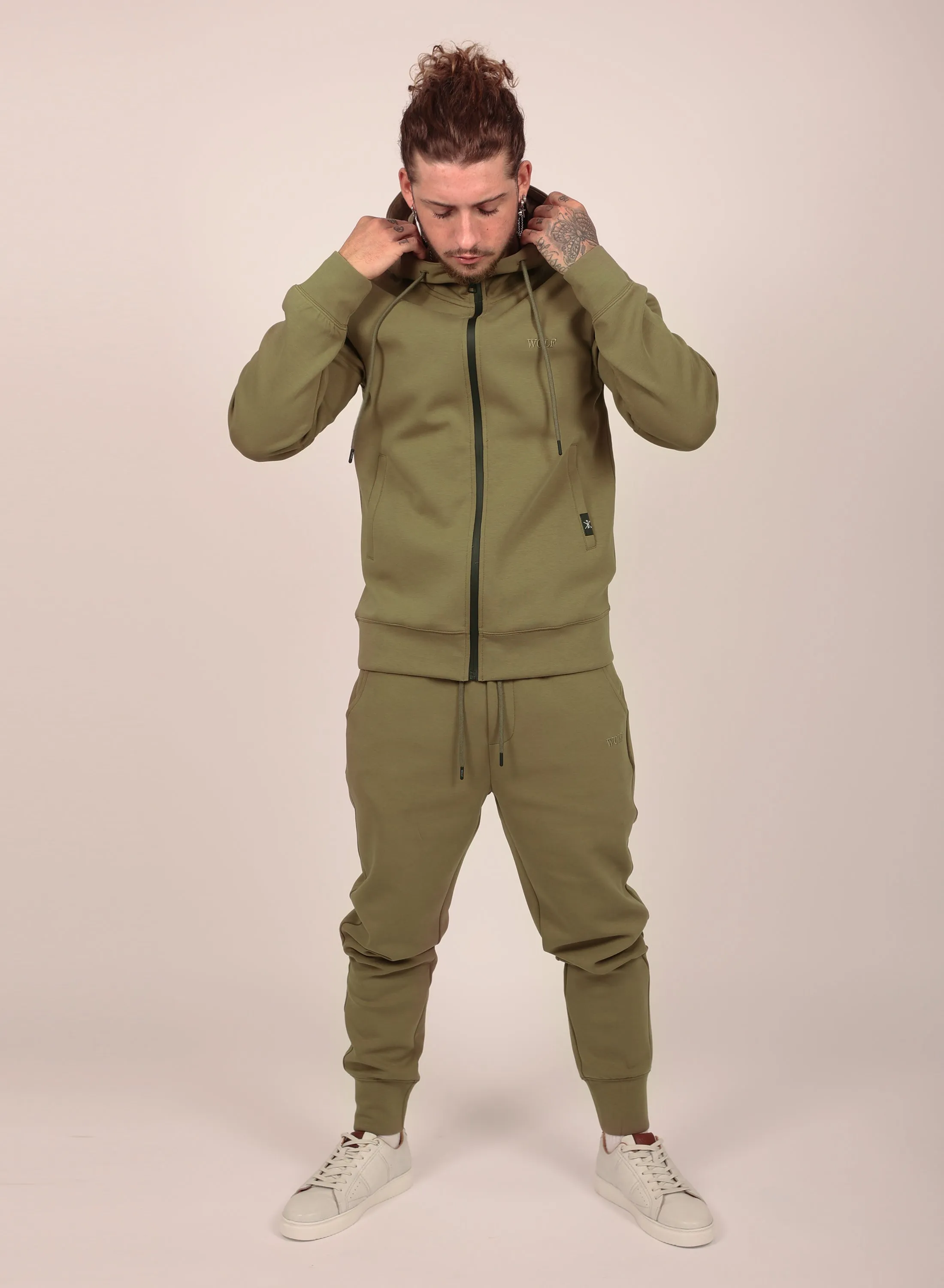 Tech Performance Tracksuit Set in Olive