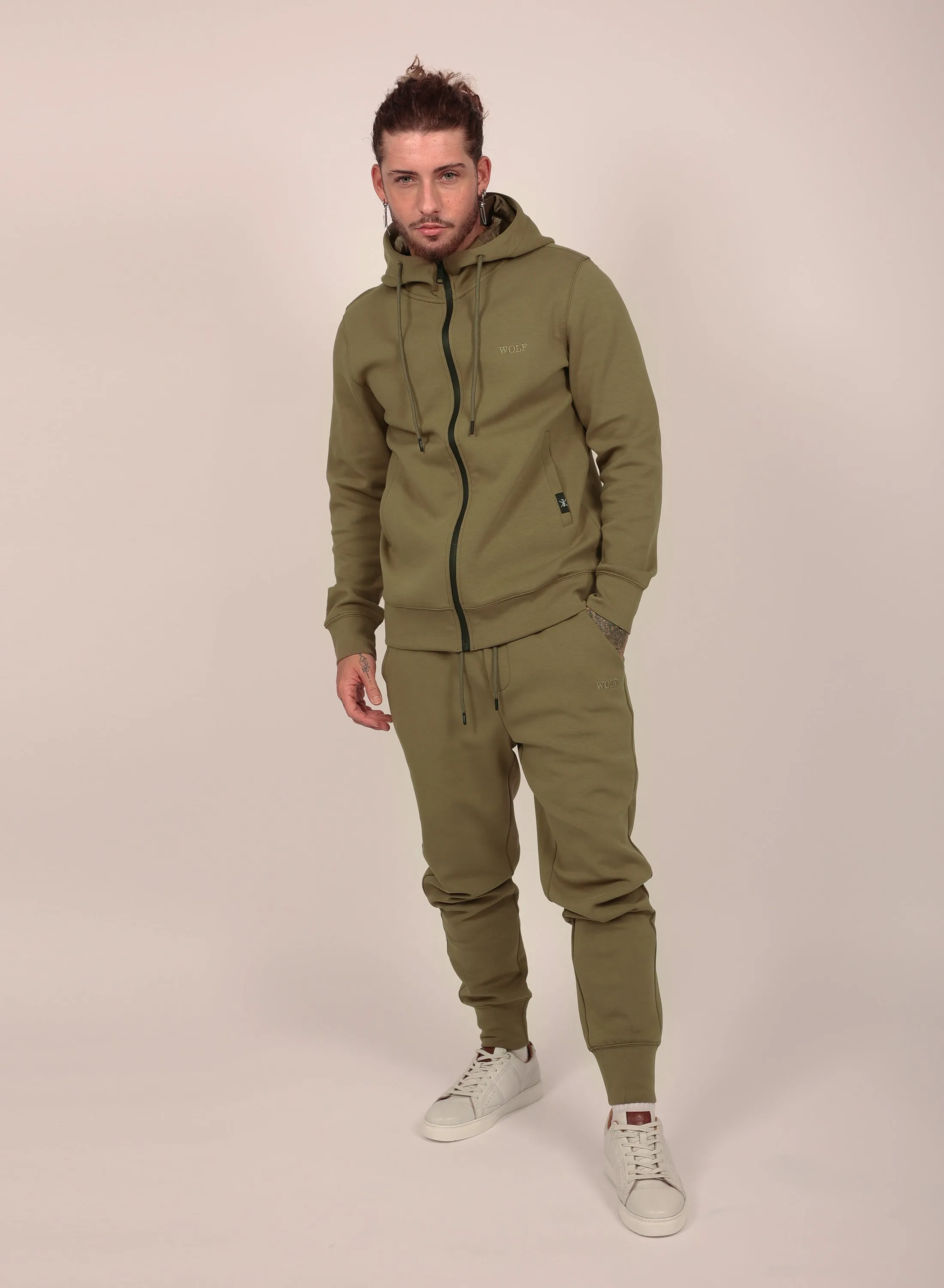 Tech Performance Tracksuit Set in Olive