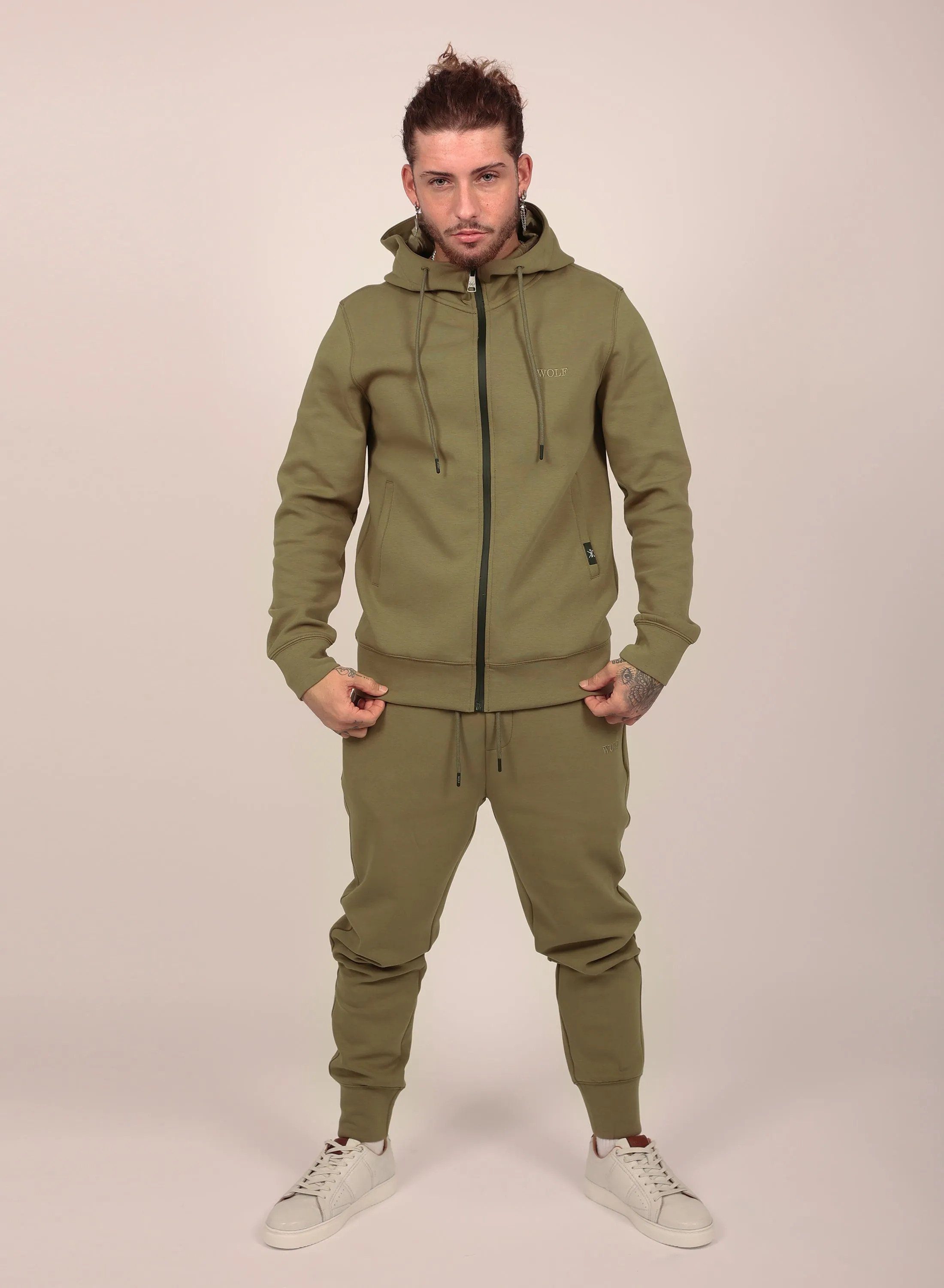 Tech Performance Tracksuit Set in Olive
