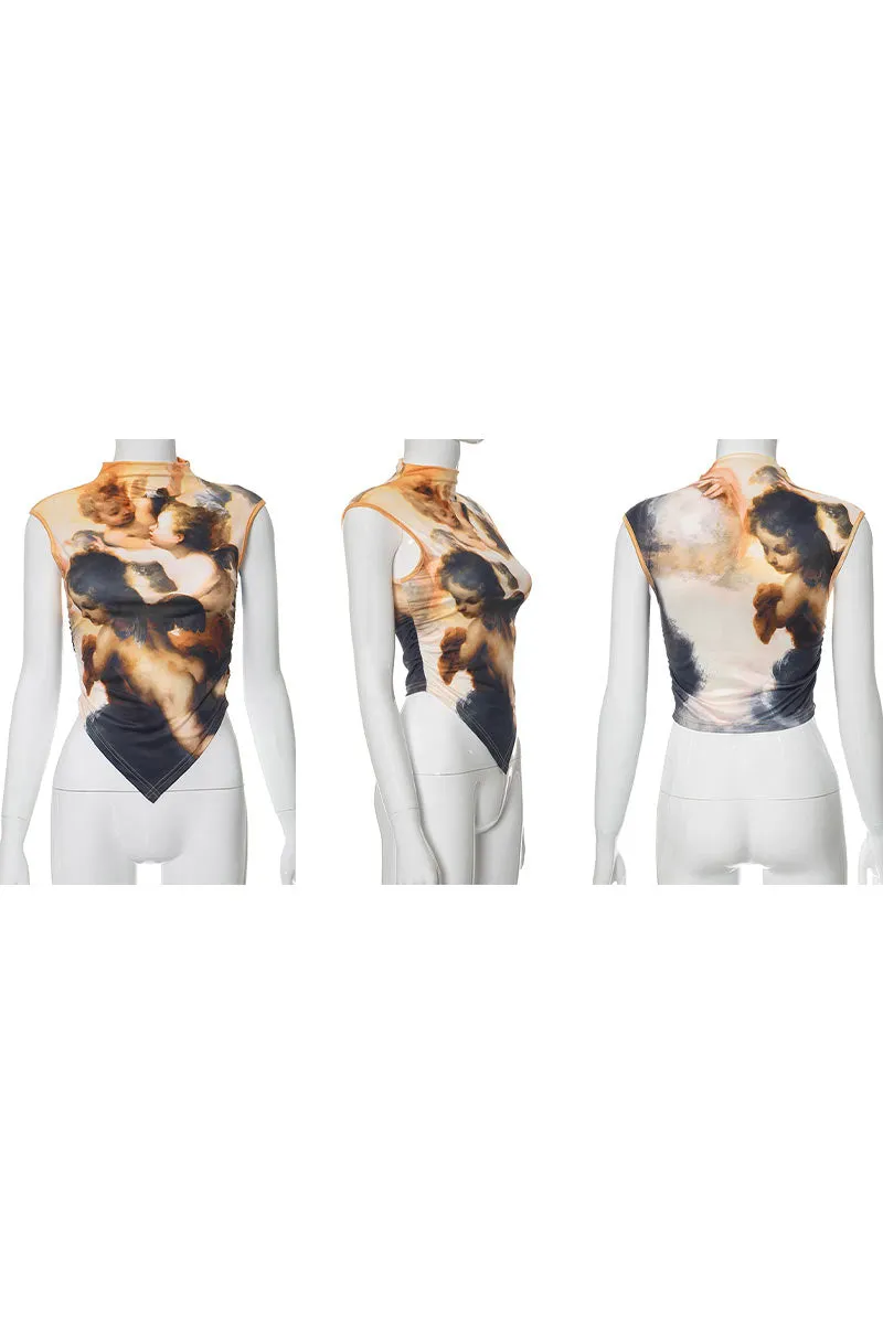 TH0590 Graphic Sleeve Top