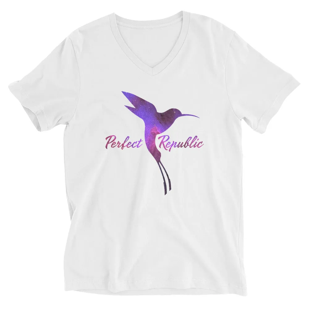 The Space-Hummingbird "Perfect Republic" V-Neck Unisex Short Sleeve V-Neck T-Shirt