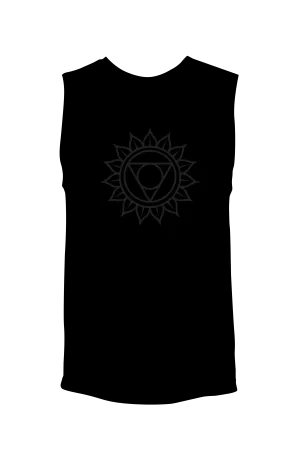 Throat Chakra Vishuddha - (Black on Black) - Unisex Muscle Tank
