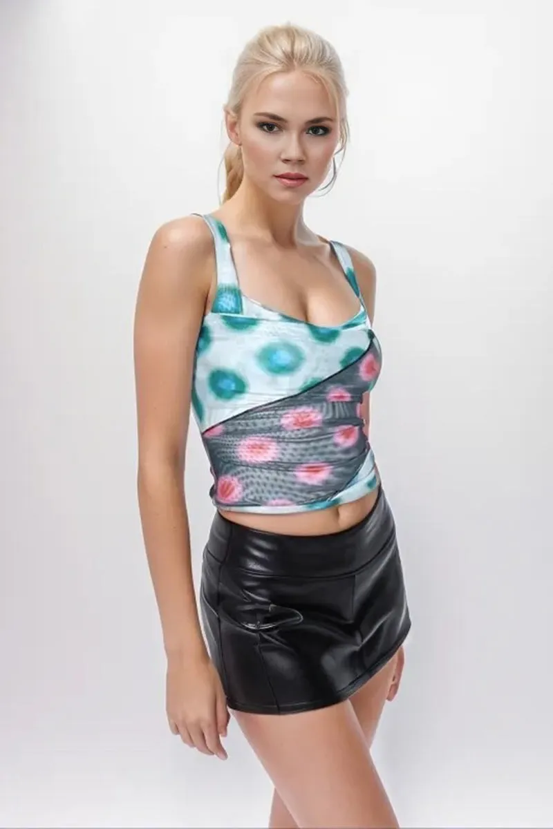 TK0525 Mesh Graphic Tank Top