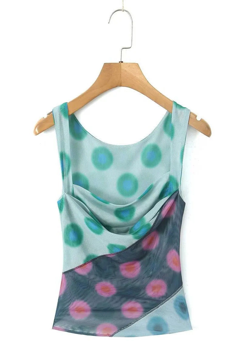 TK0525 Mesh Graphic Tank Top