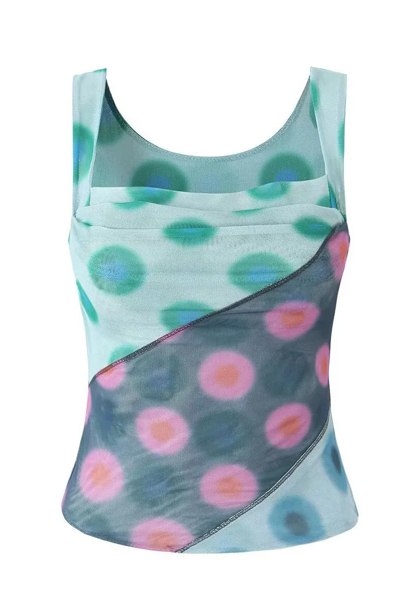 TK0525 Mesh Graphic Tank Top