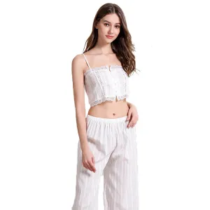 Two Piece Crop Top Loose Fitting Pajama Set