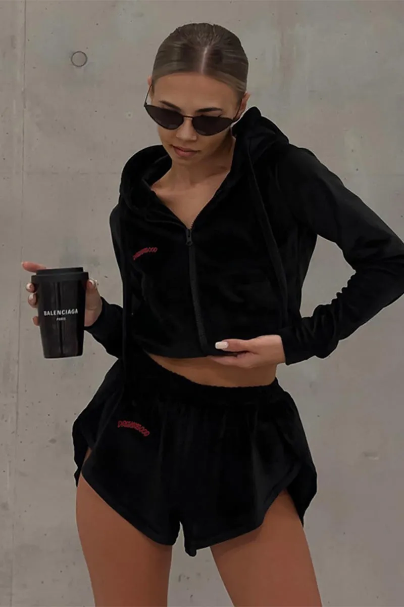 UF0470 Velour Shorts Tracksuit Set