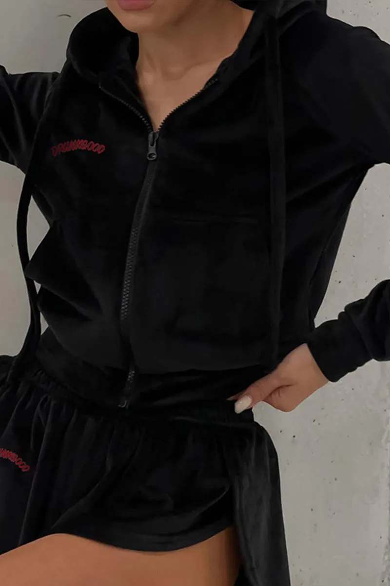 UF0470 Velour Shorts Tracksuit Set