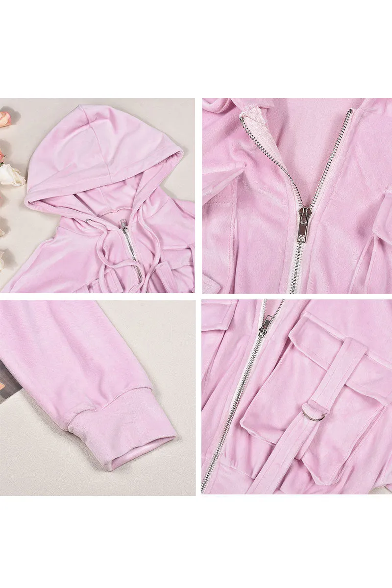 UG0195 Velour Jacket and Skirt Set
