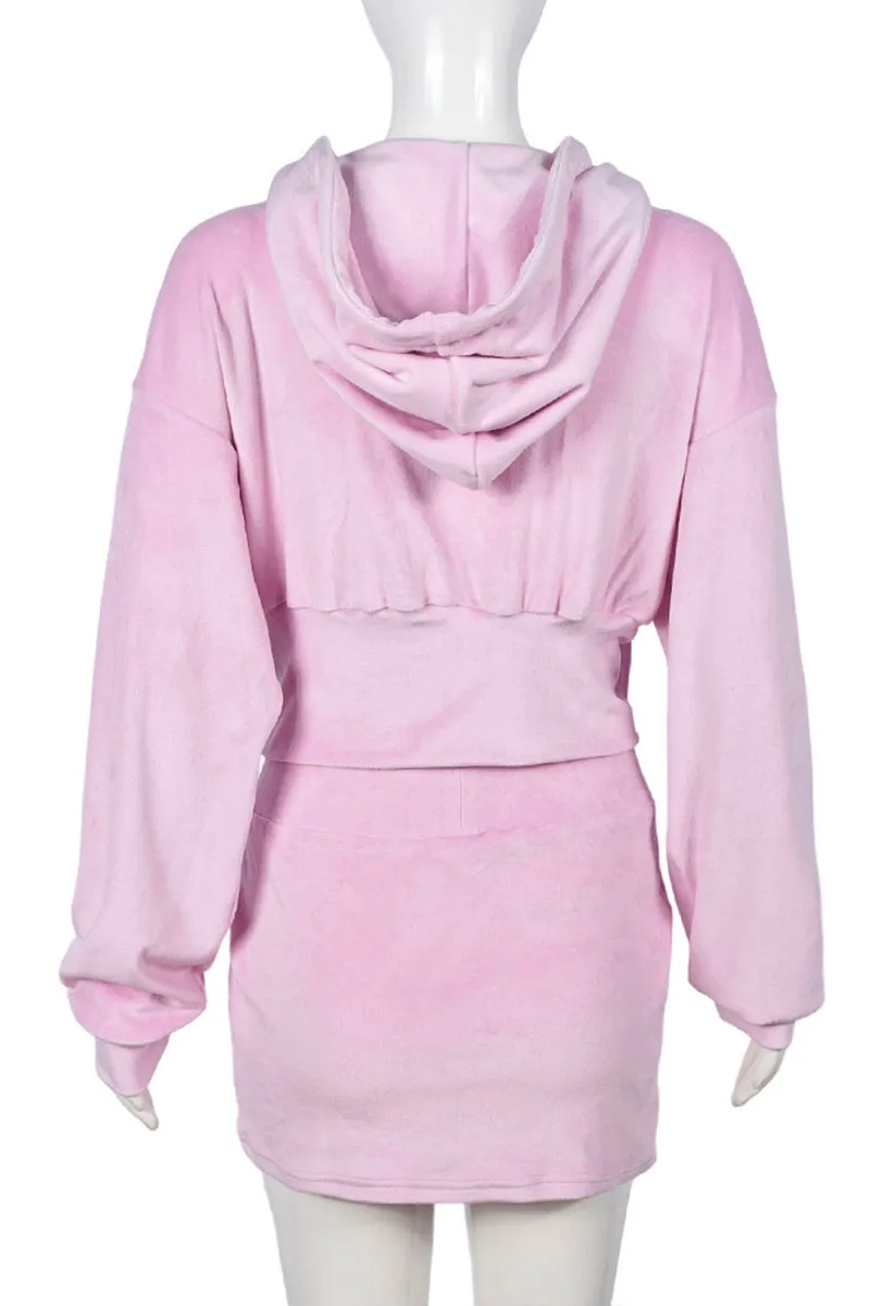 UG0195 Velour Jacket and Skirt Set