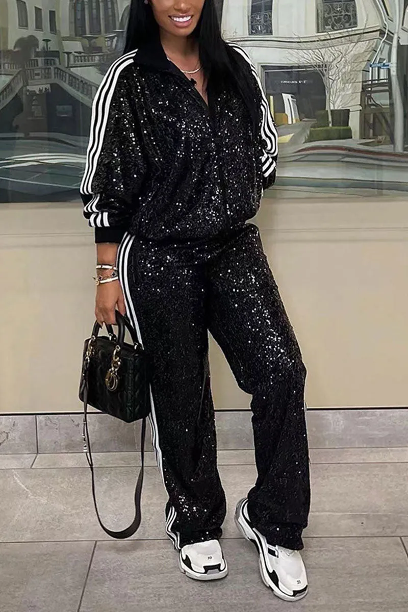 UH0198 Sequins Tracksuit Set