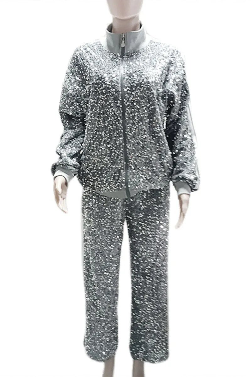 UH0198 Sequins Tracksuit Set
