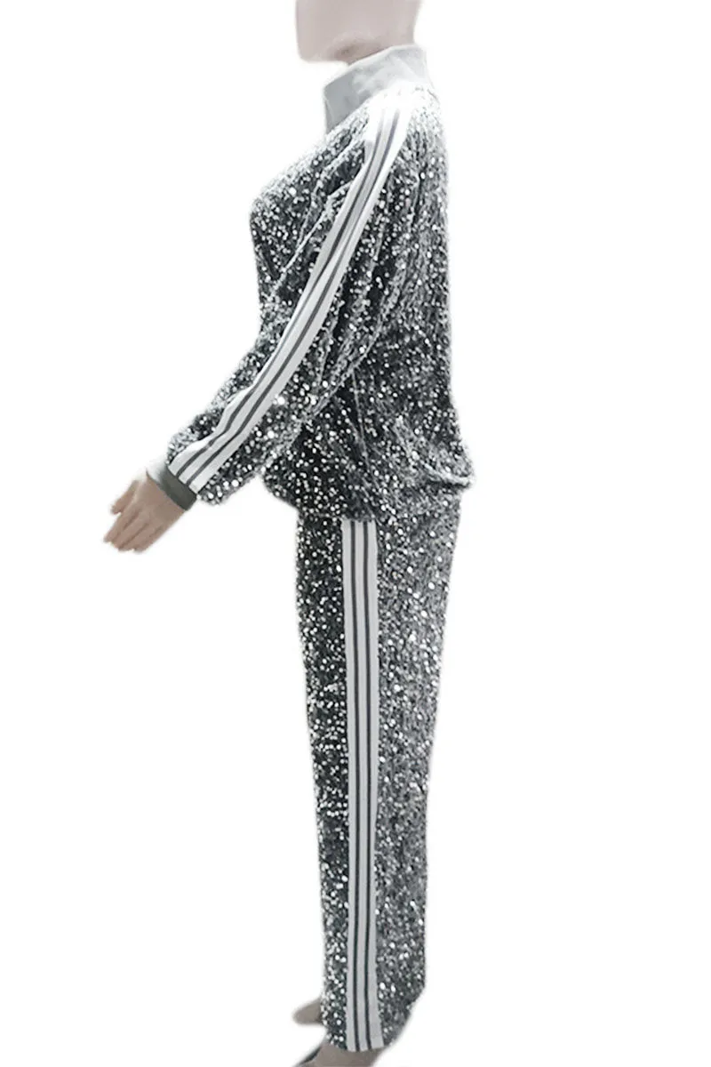 UH0198 Sequins Tracksuit Set
