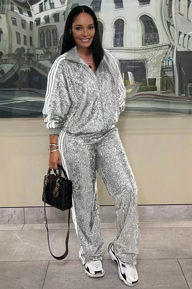 UH0198 Sequins Tracksuit Set