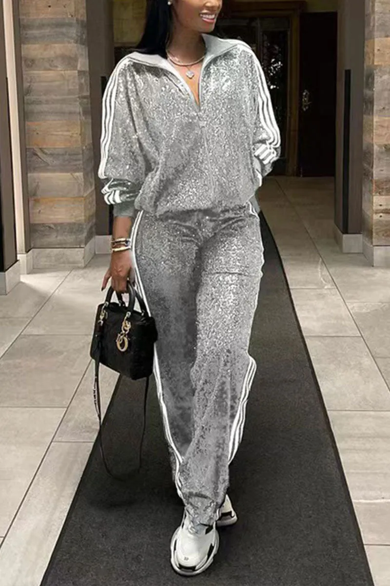 UH0198 Sequins Tracksuit Set