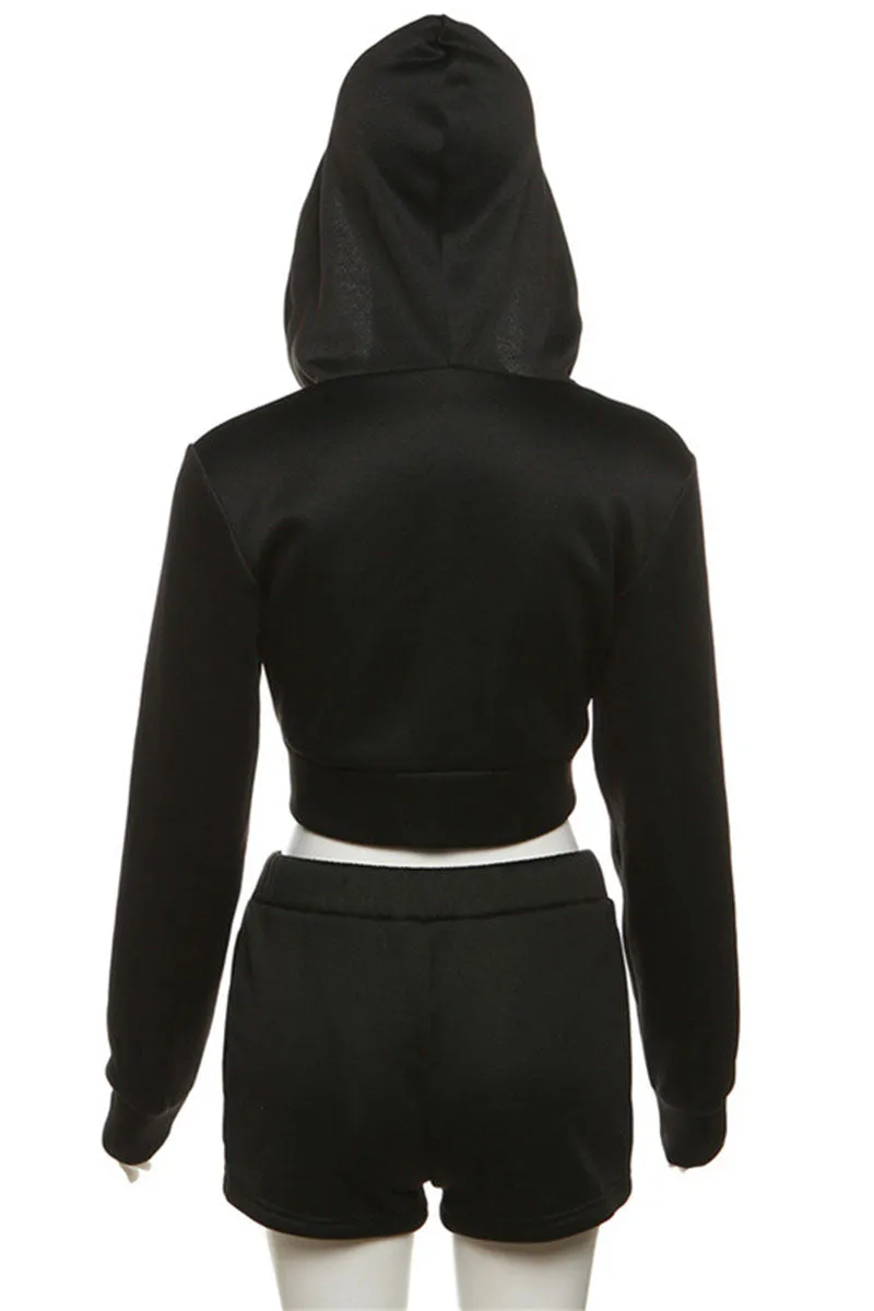 UI0293 Hoodie and Shorts Tracksuit Set
