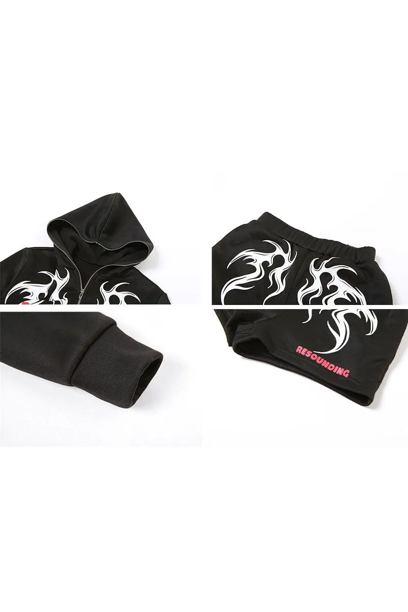 UI0293 Hoodie and Shorts Tracksuit Set