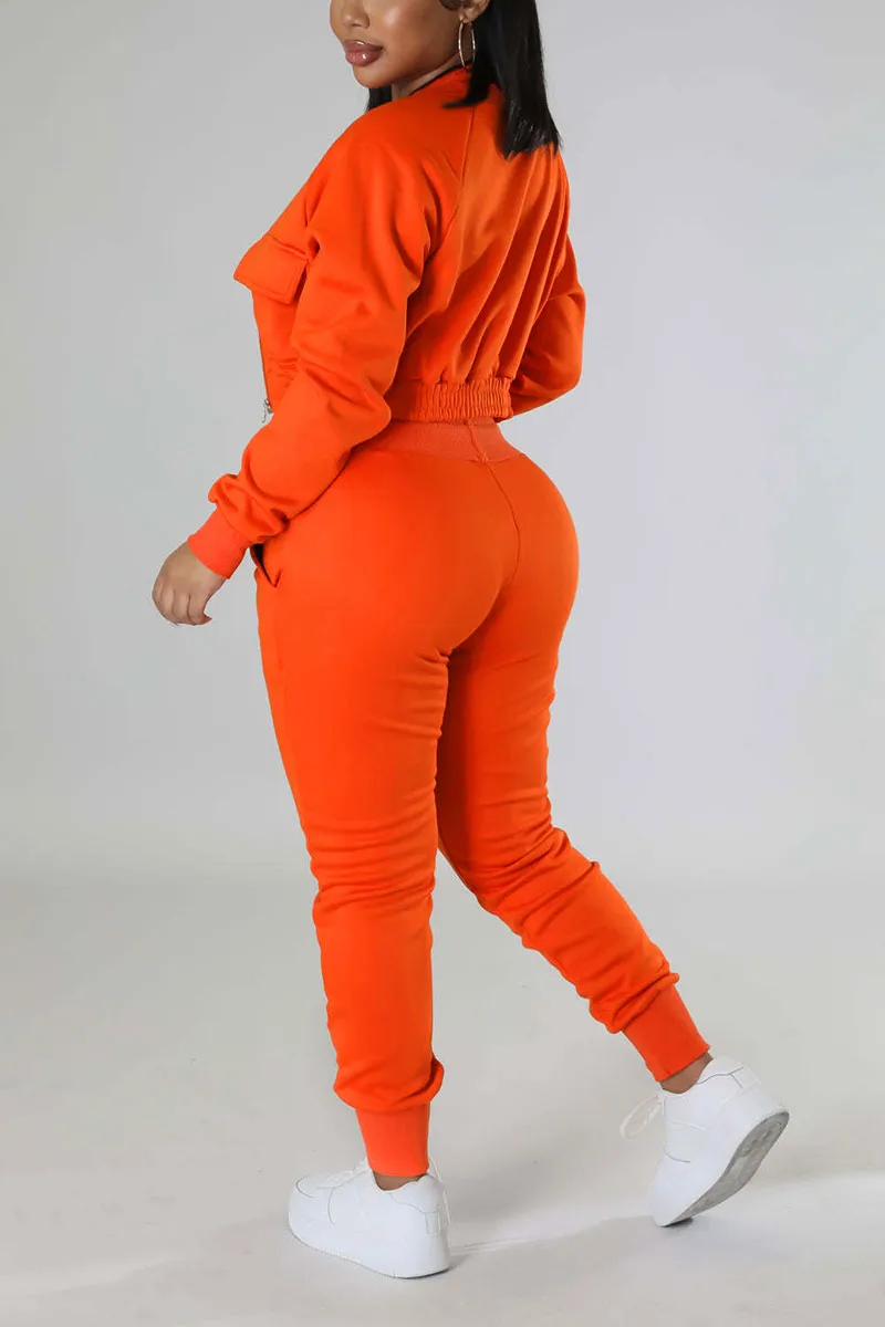 UI0578 Crop Jacket Tracksuit Set
