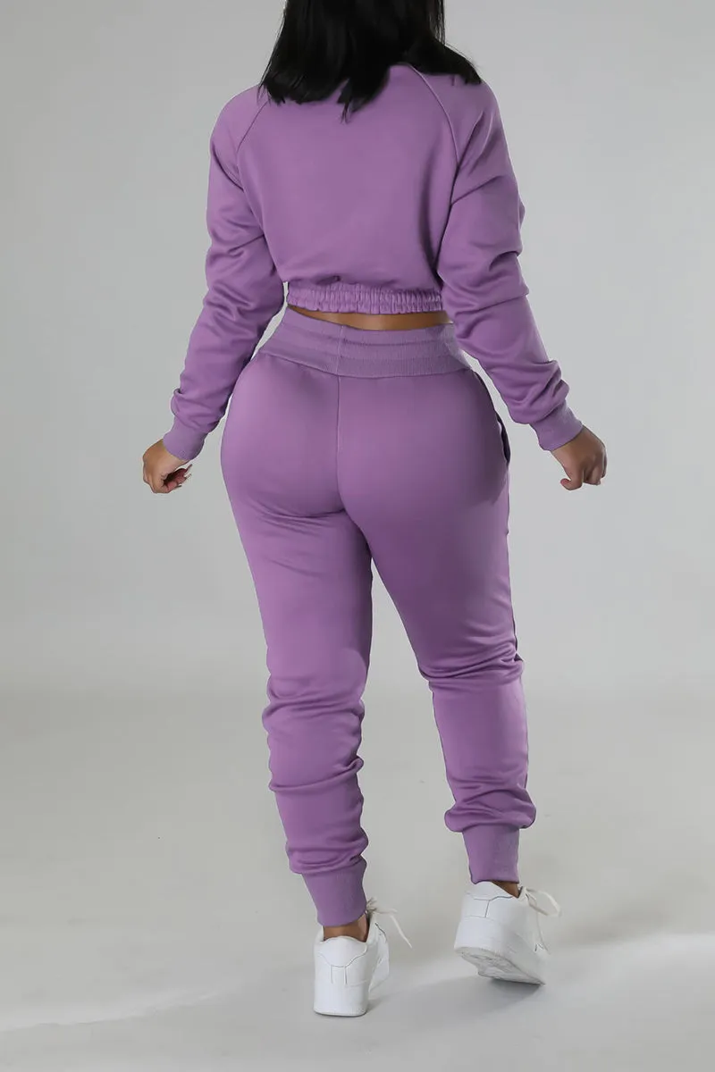 UI0578 Crop Jacket Tracksuit Set
