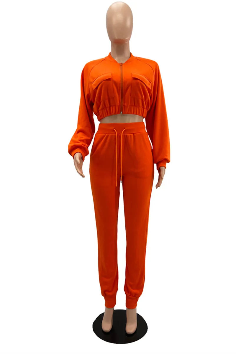 UI0578 Crop Jacket Tracksuit Set