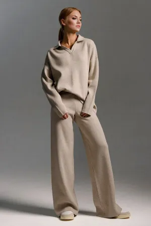 UJ627 Collar Sweatshirt Top and Pants Set