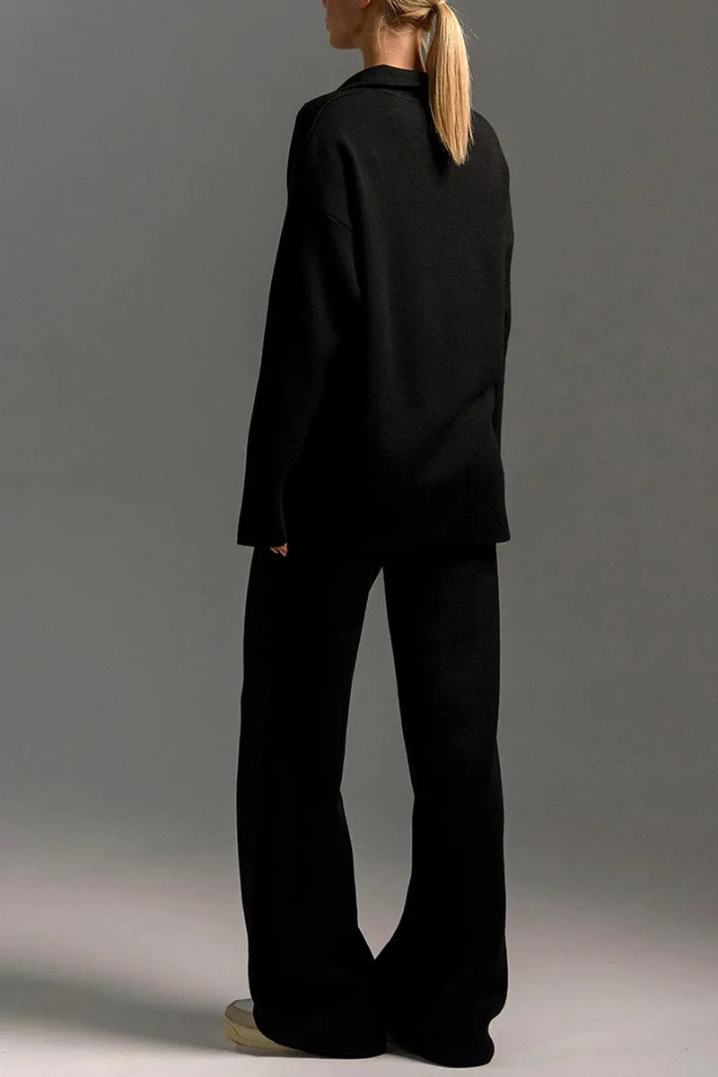 UJ627 Collar Sweatshirt Top and Pants Set